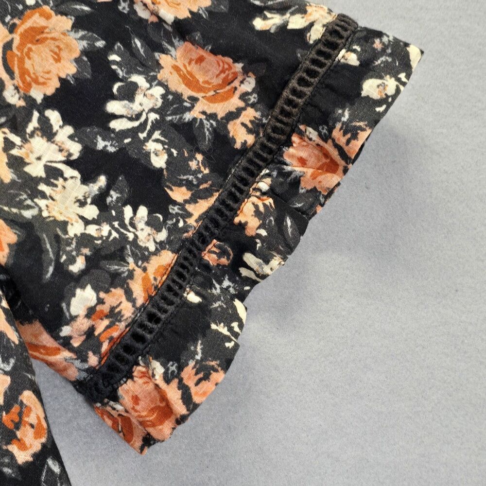 Free People Unreal Love Ruffle Collar Short Sleeve Floral Top Size XS - Picture 5 of 12